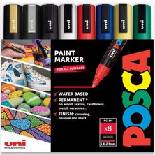Zemira Posca - Pc-5m - Boya Kalemi Sanat Kalemleri - 1,8-2,5mm - 8'li Temel Set Hediye Kutusu