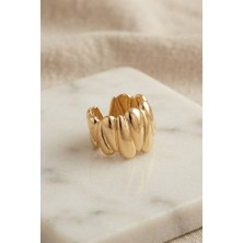 Kuşkaya Ticaret Damla Dilimli Gövde Gold Renk Bohem Yüzük