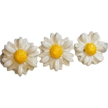 Zemira Hülya 6683 4149 El Yapımı Polimer Kil Beyaz Papatya Çiçeği Tasarımlı Saç Tokası / 6 cm