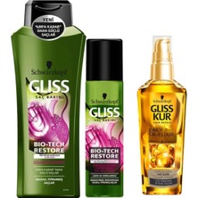 Zemira Gliss Bio-Tech Restore Saç Bakım Seti, Şampuan 525 Ml, Sıvı 200 Ml, 75 ml