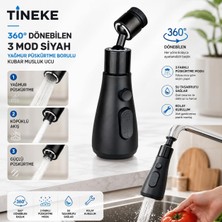 Zemira Ti̇neke 360 Derece Dönebi̇len 3 Mod Si̇yah Yağmur Püskürtme Borulu Musluk Ucu