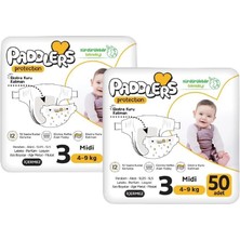 Zemira Paddlers Protection Bebek Bezi 3 Numara Midi (4-9 Kg) 100 Adet – 2’li Set, Maksimum Koruma