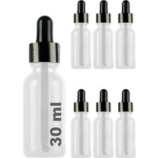 Zemira Afracam 30 ml Metal Kapaklı Damlalık Dropper Şişesi 30 cc Cam Şişe 6 Adet (Siyah Kapak, Şeffa
