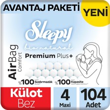 Zemira Sleepy Bio Plus Airbag Avantaj Paketi Külot Bez 4 Numara Maxi 104 Adet