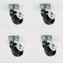Zemira 4’lü Set 50 mm Tablalı Dönerli Frenli Mobilya Teker Siyah Metal Gövde Yük Taşıma Kapasiteli