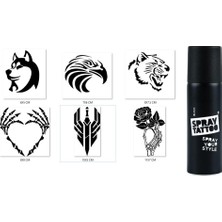 Zemira Hırçın Modeller Spray Tattoo Geçici Dövme Yapma Seti Siyah Sprey Dövme