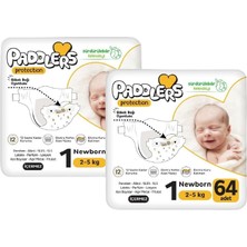 Zemira Paddlers Protection Yenidoğan Bebek Bezi 1 Numara (2-5 Kg) 128 Adet – 2’li Set, Maksimum Koru