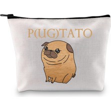 Zemira Xyanfa Pugtato Makyaj Çantası Komik Pug Hediye Pug Sevgili Hediye Pug Sahibi Hediye Pug Fermuarlı Ç