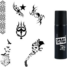 Zemira Kuş Kol Spray Tattoo Geçici Dövme Seti Dark Siyah Sprey