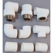 Zemira Pvc Boru, Pprc Kalorifer Doğalgaz Su Tesisatı Bağlantı Parçaları Seti, 20MM x 1/2 Inç, 9 Parça