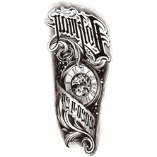Zemira Bearpear Saat Figürlü Geçici Dövme, Tattoo, Erkek Geçici Dövme, Kol Dövmesi