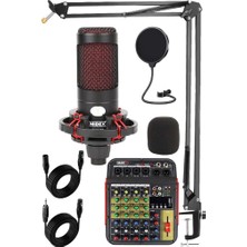 Zemira Cxn-30 Paket-5 5 Kanal Stüdyo Kayıt Mikserli Condenser Mikrofon Stand Seti