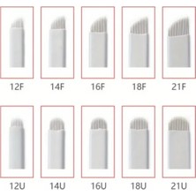 Zemira Bi̇omaser 14U Kıl Tekniği Microblading Kalıcı Makyaj Fırçası, 0.25MM Iğne, 10 Adet