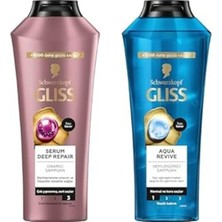 Zemira Schwarzkopf Gliss Şampuan Seti, Deep Repair Aqua Revive, 2 x 400 ml