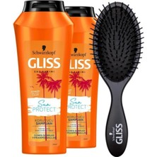 Zemira Gliss Sun Protect Şampuan 500 ml x 2 Adet + Saç Fırçası Set