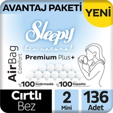 Zemira Sleepy Bio Plus Airbag Avantaj Paketi Bebek Bezi 2 Numara Mini 136 Adet