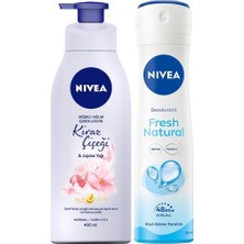 Zemira Nivea Kadın Sprey Deodorant Fresh 150ML, Kiraz Çiçeği Nemlendirici Vücut Losyonu 400ML