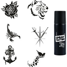 Zemira Gül Kılıç Spray Tattoo Geçici Dövme Yapma Seti Sprey Dövme Kiti