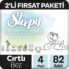 Zemira Sleepy Bio 2'li Fırsat Paketi Bebek Bezi 4 Numara Maxi 82 Adet Cırtlı Bez