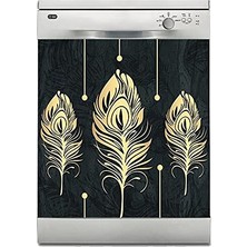 Zemira Bulaşık Makinesi Sticker Kaplama Beyaz Eşya Kaplama 3D Altın Tüyler