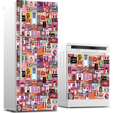 Zemira Buzdolabı Bulaşık Makinası Beyaz Eşya Sticker Kaplama Pop Music Collage