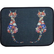 Zemira Miapet Elekli Desenli Tuvalet Önü Paspası 60 x 45 cm Ters Kediler