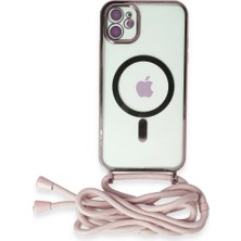 Royaleks Apple Iphone 11 Kılıf Divo Lazer Askılı Magsafe Kapak - Pembe