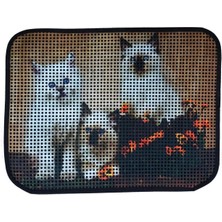Zemira Miapet Elekli Desenli Tuvalet Önü Paspası 60 x 45 cm Üç Beyaz