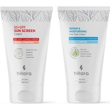 Zemira Güneş Kremi 50 Spf + Hillora Onarıcı Nemlendirici Yüz Bakım Kremi Set