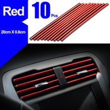 Ozkr Store U Tip Geçmeli Havalandırma Nikelaj Şerit Çıta Ince 20CM 10 Parça Kırmızı