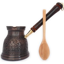 Zemira Copper - Ist (Xlarge-16,9 Floz)-Kalın Katı Bakır Oymalı Türk Yunan Arap Kahve Demliği,