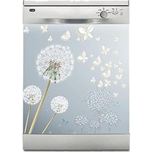 Zemira Bulaşık Makinesi Sticker Kaplama Beyaz Eşya Kaplama Tüy Çiçekler