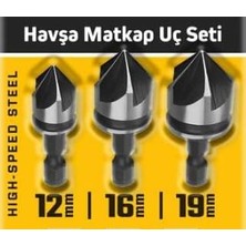 Zemira Genel 3 Parça Havşa Matkap Ucu Seti, Çelik, 12MM-16MM-19MM, Phillips Başlı Vidalar Için, Standart Y