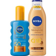 Zemira Sun SPF50 Güneş Bronzlaştırıcı Vücut Spreyi 200ML Sıkılaştırıcı Bronzluk Losyonu 250ML