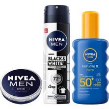 Zemira Nivea Creme 30ML, Erkek Sprey Deodorant Black&white Invisible 150ML, Güneş Vücut