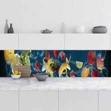 Zemira Mutfak Tezgah Arası Folyo Fayans Kaplama Folyosu Meyveler 60X100 cm