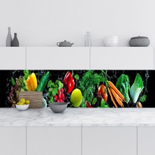 Zemira Mutfak Tezgah Arası Folyo Fayans Kaplama Folyosu Sebzeler 60X300 cm