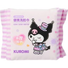 Zemira Sanrio Kuromi Inci Dokulu Kuru Mendil –%100 Viskon Yumuşak Emici Bakım Mendili (25 Adet