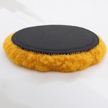 Zemira Sarı Renk (1 Adet) Orta Sert Koyun Kuzu Postu Pedi Ø 125 mm Pasta Cila Polisaj Cırt Tabanlı Yün