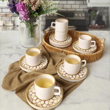 Zemira Keramika Worn Gold Stackable Çay Takımı 12 Parça 6 Kişilik 22968-23057