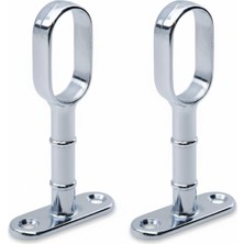 Zemira Oval Dolap Askı Flanşı, Krom Kaplama Elbise Askı Aparatı Boru Tutucu, 2 Adet
