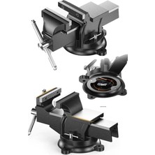 Zemira Pro Çelik Kol 100 mm 4" 360" Dönerli Taban Dövme Çelik Sabit Tezgah Masa Mengenesi...
