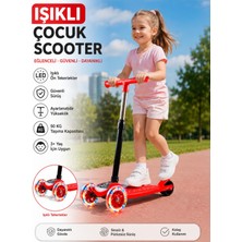 Polyap Katlanabilir LED Işıklı Scooter | Ayarlanabilir Yükseklik | Arka Fren | 3 Tekerlek | 3+ Yaş