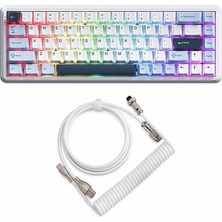 Zemira Ajazz AK680 Max%68 Switch Klavyesi, Coiled Kablo, 3000MAH, 8000Hz Kablolu
