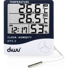 Zemira Diwu Htc-2 Problu Termometre Nem Ölçer Saat Takvim