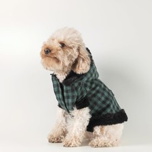 Brf Store A2TOPTAN Kalın Kumaş Oduncu Kapüşonlu Köpek Montu, Kışlık, Yeşil Ekose (L)