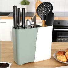 Brf Store A2TOPTAN Ayarlanabilir Sürgülü Kaşıklık Bıçaklık Organizer,2-3 Bölmeli Tezgah Üstü Stand (Yeşil)
