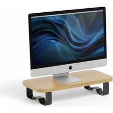 Brf Store A2TOPTAN Prexua Upster Ahşap Monitör Standı - Ergonomik Monitör Yükseltici (Safir Meşe - Siyah Ayak,