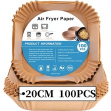 Brf Store A2TOPTAN Sıcak Hava Fritözleri Için Fırın Kağıdı, 100 Adet Airfryer Pişirme Kağıdı, Yapışmaz, Yağa D