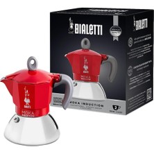 Brf Store A2TOPTAN Bialetti - Moka Indüksiyon Kırmızı: 2 Cups Ocak Üstü Espresso Pişirici - 100ML - Alt Hazne: